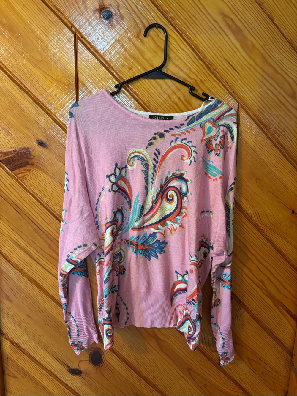 Joseph Pink Paisley-Print Long Sleeve Boatneck Top